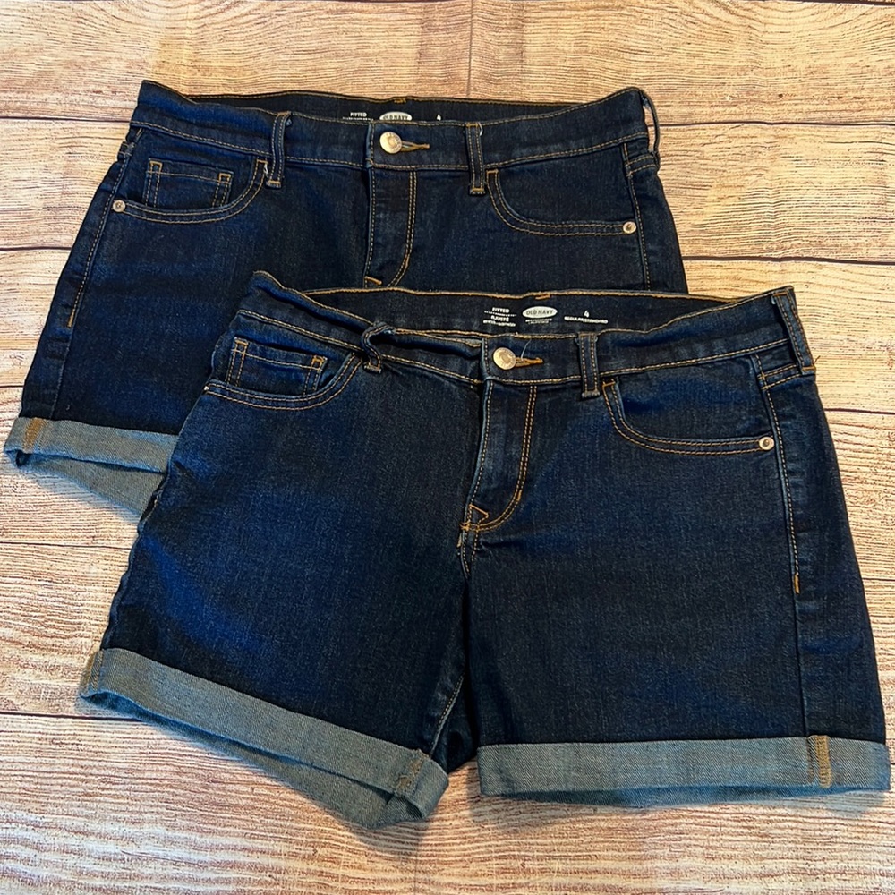 (2) EUC old navy fitted jean shorts with stretch
